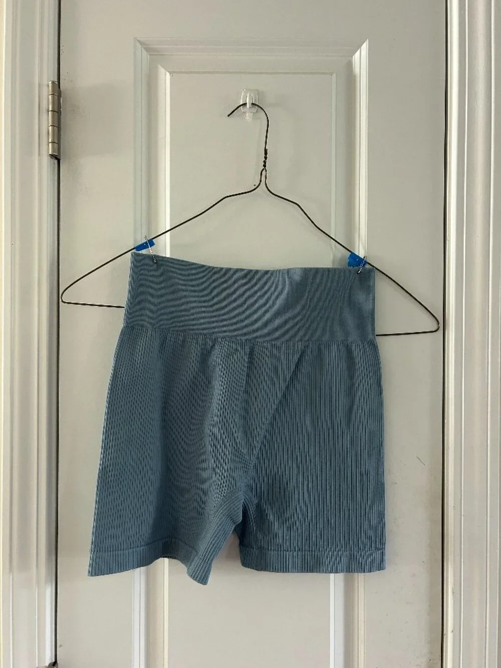 Blue Ribbed Workout Shorts